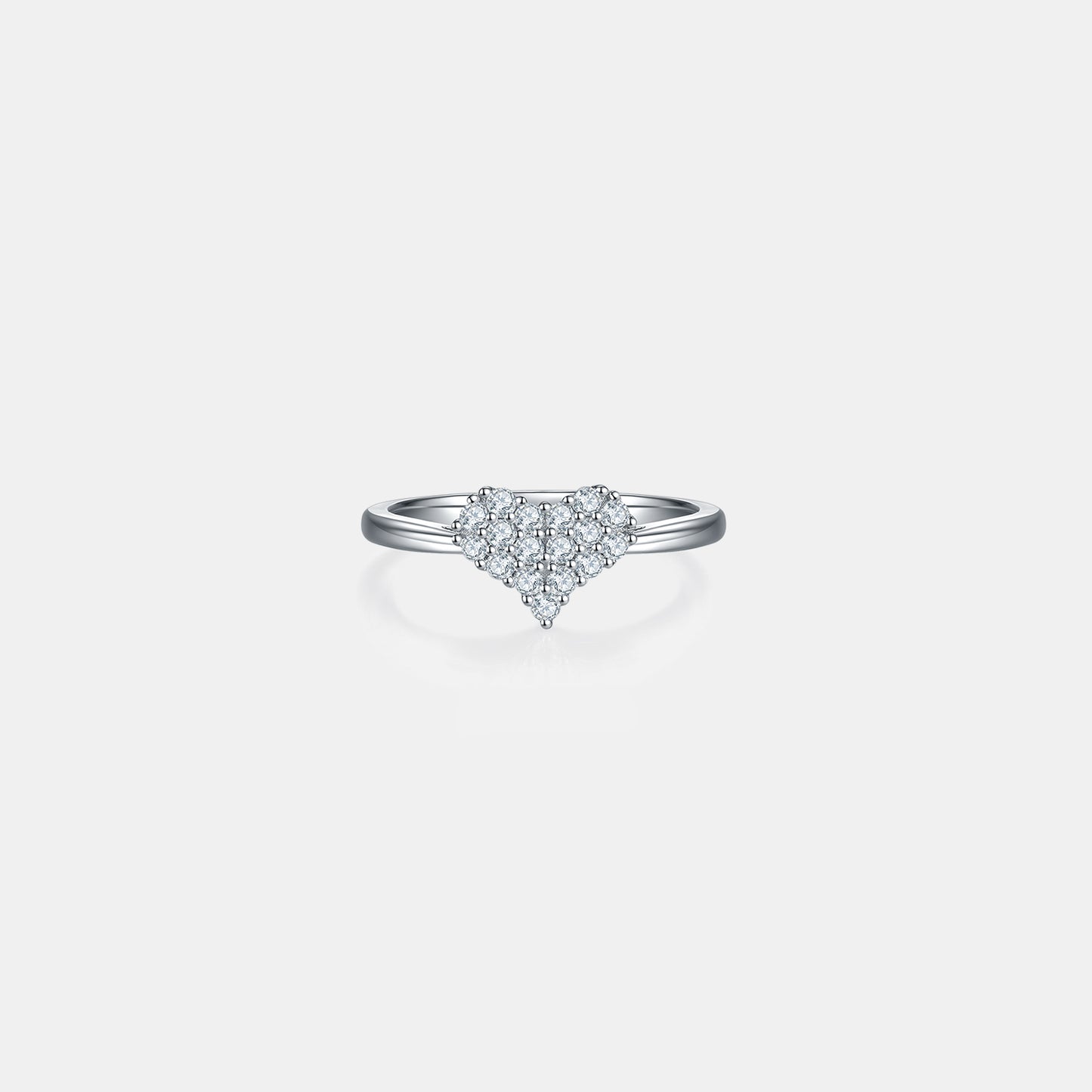 Moissanite Sterling Silver Heart Ring