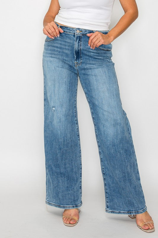 bytos High Rise Wide Leg Jeans Pocket