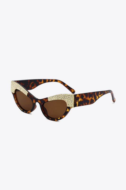 Rhinestone Cat-Eye Trim Sunglasses