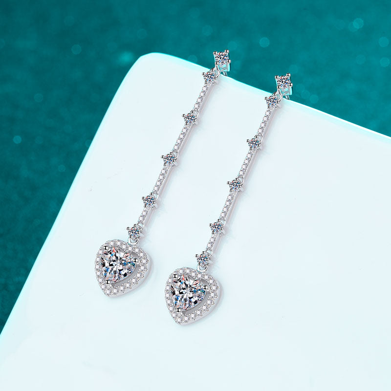 2ct Moissanite Heart Earrings Sterling