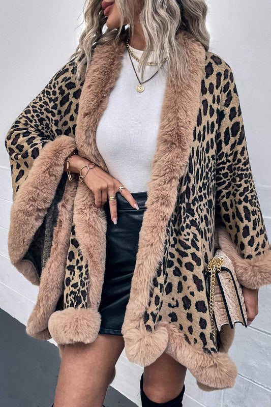 Leopard Open Front Poncho One Size