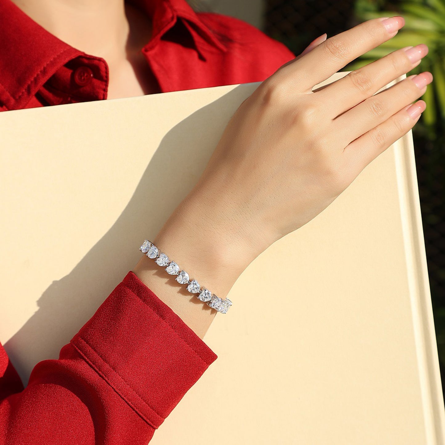 24ct Moissanite Heart Bracelet Sterling