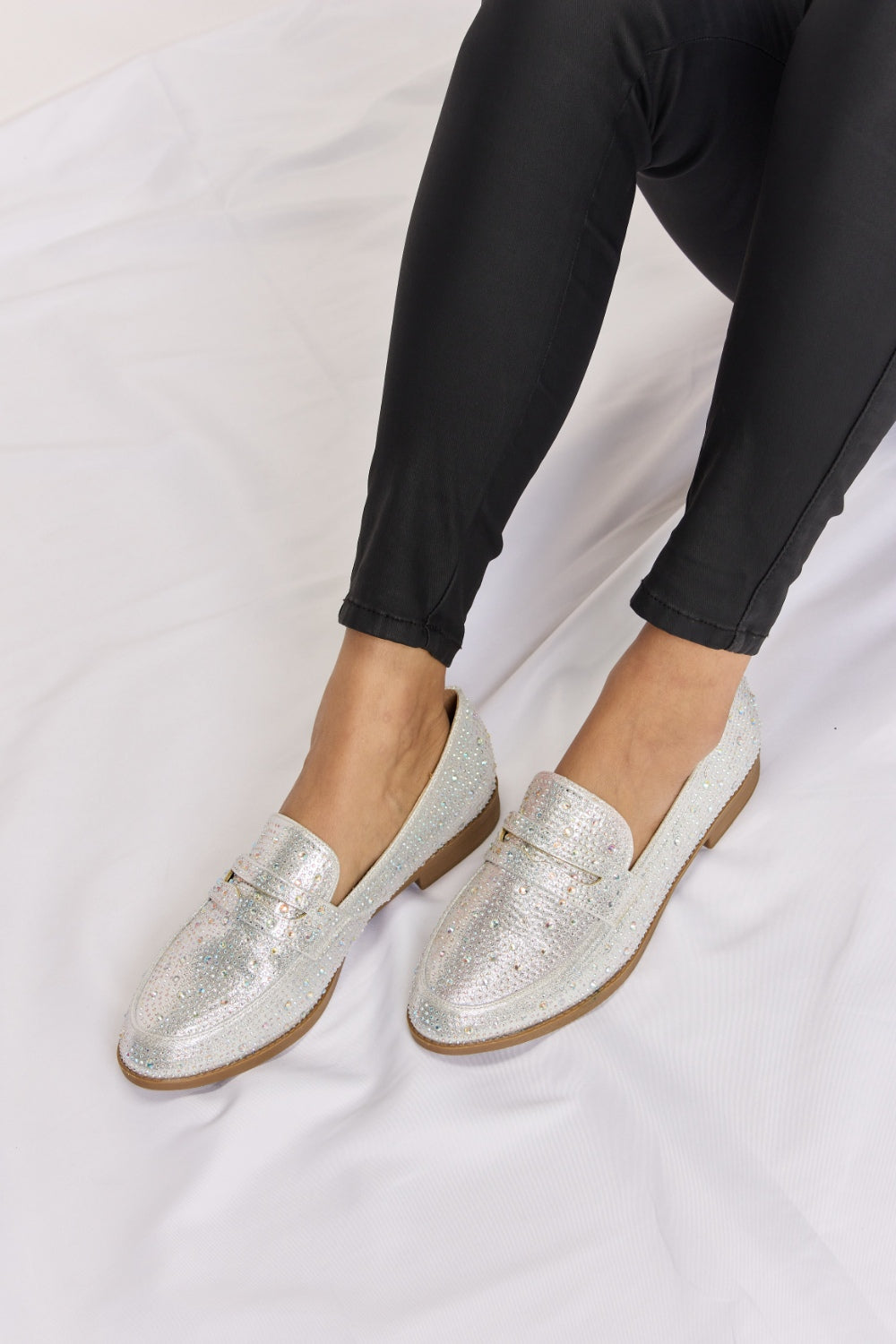Rhinestone Point Toe Loafers Women