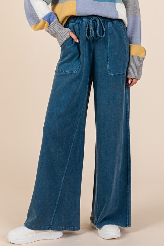 Drawstring Wide Leg Pants - Comfy