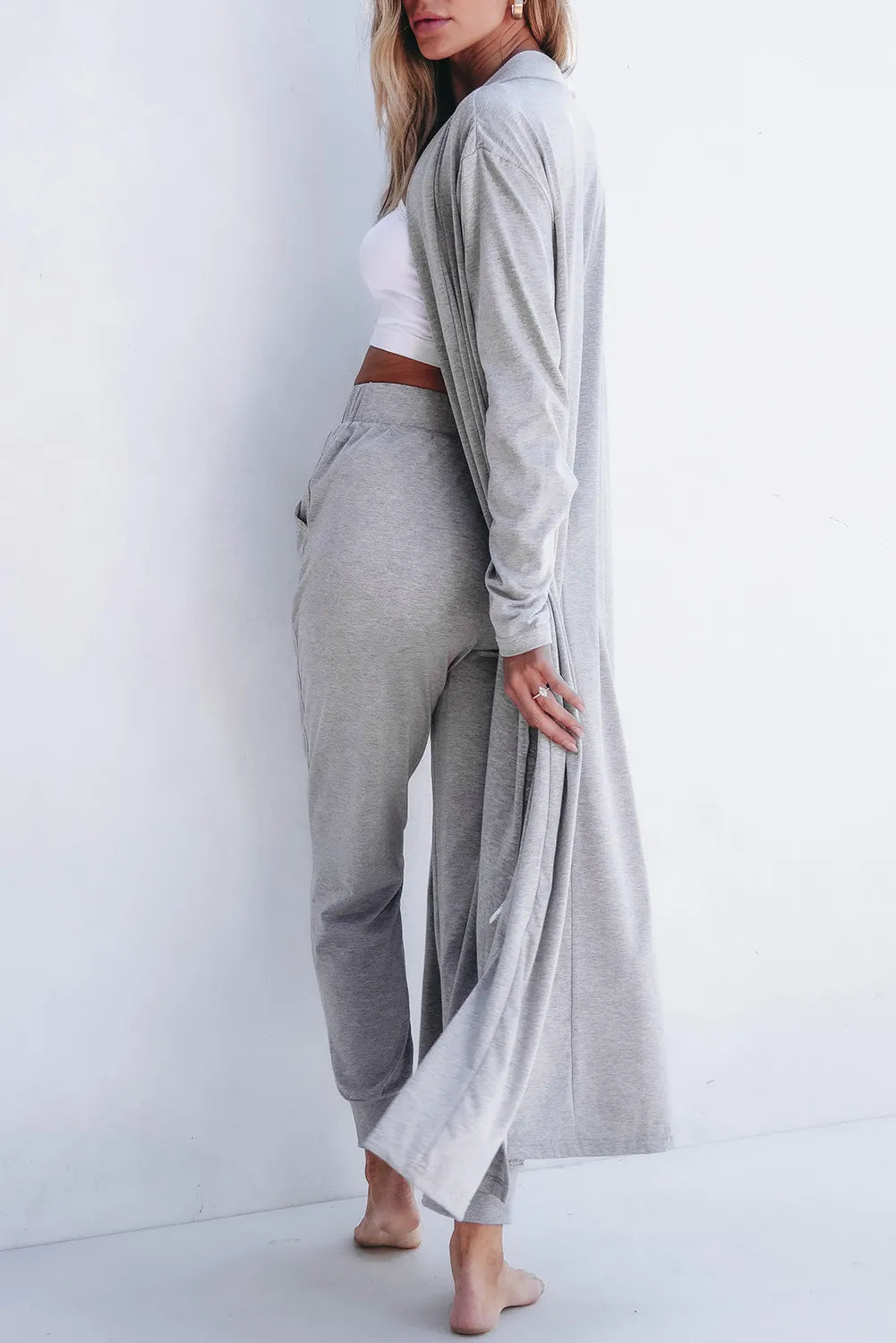Open Front Long Sleeve Cardigan Set