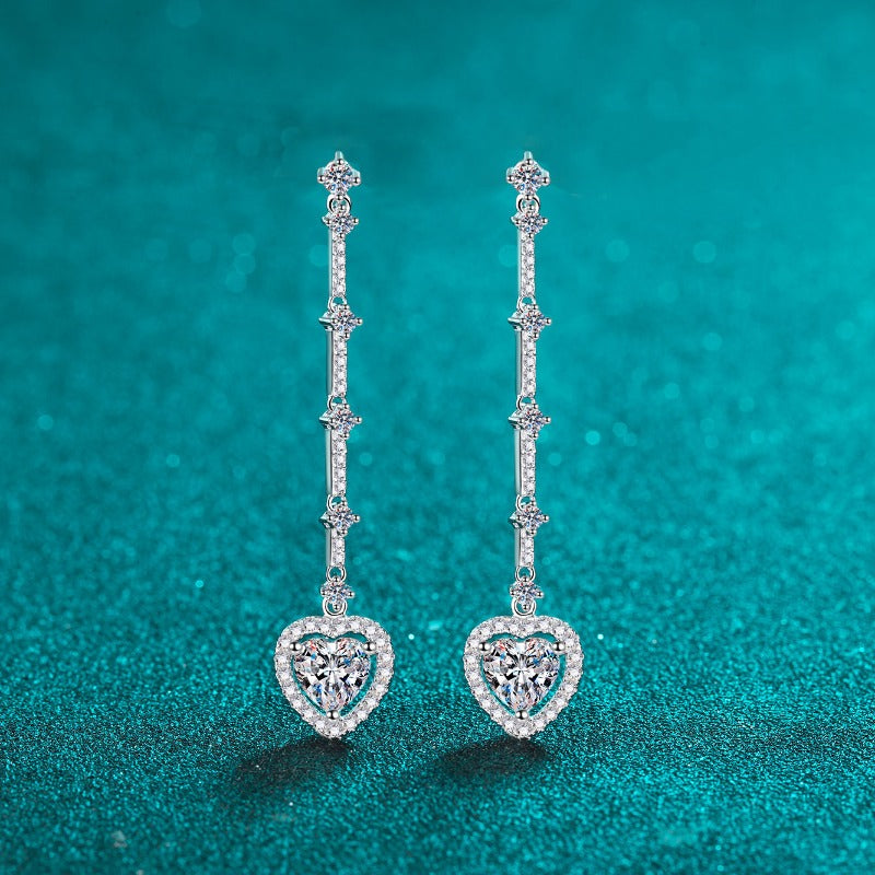 2ct Moissanite Heart Earrings Sterling