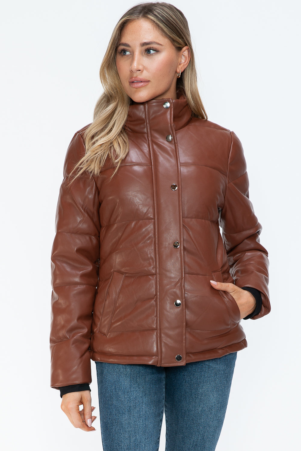Pocketed Zip Up Turtleneck Puffer
