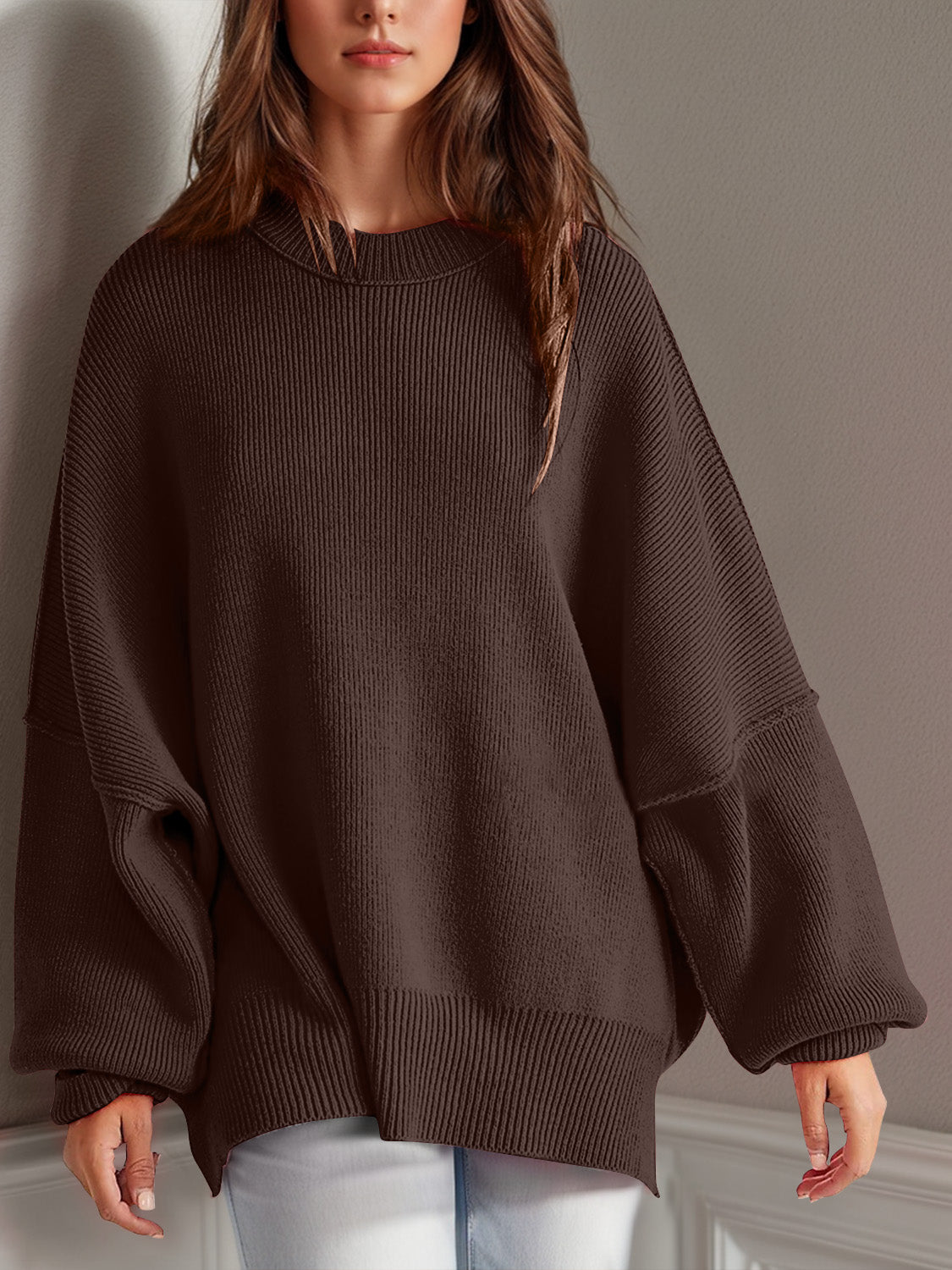 Double Take Side Slit Long Sleeve Top