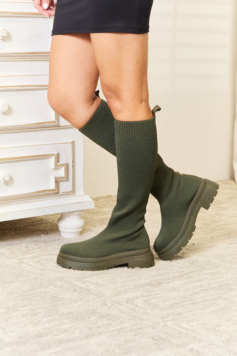 WILD DIVA Knee High Platform Sock Boot