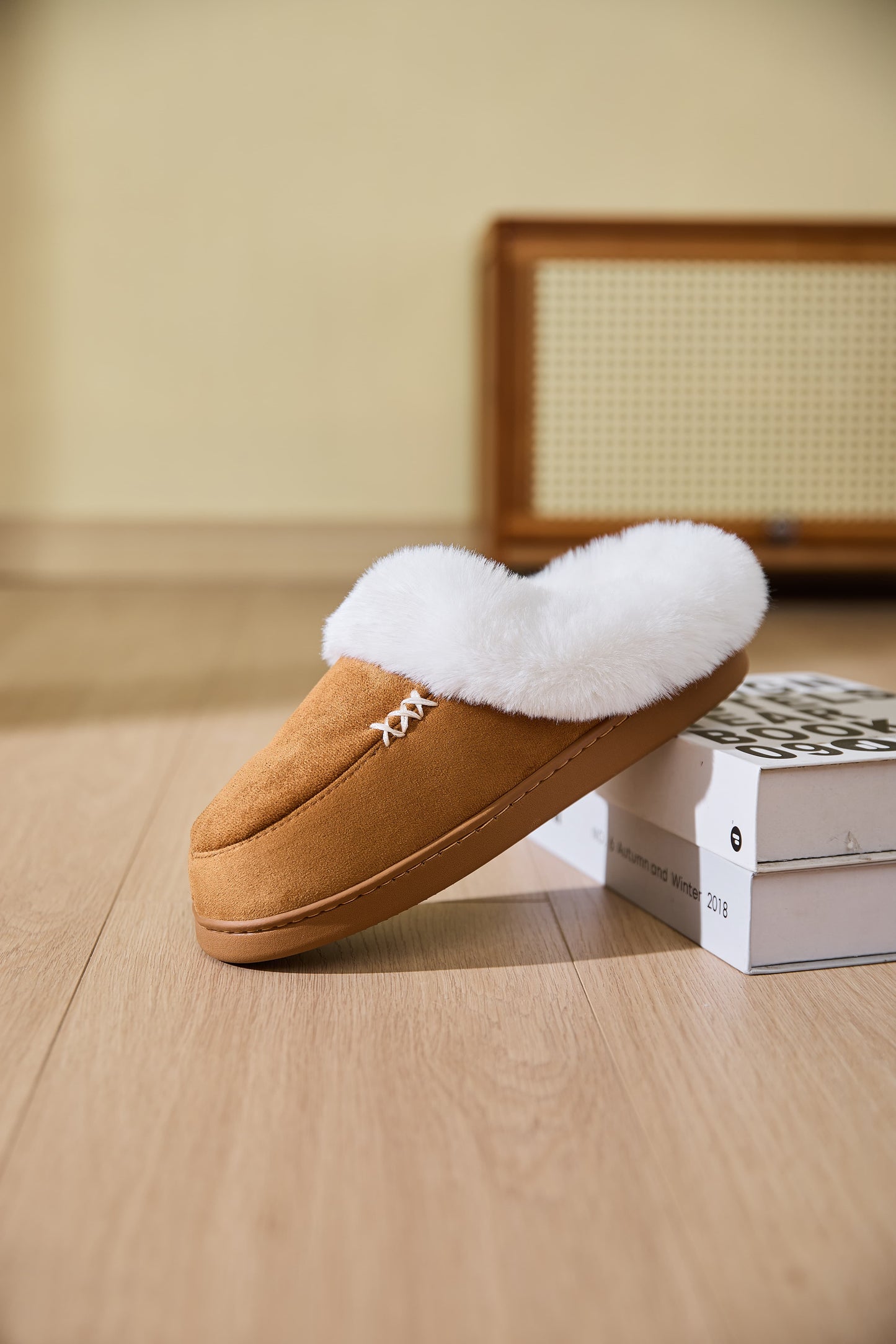 Fluff Trim House Slippers - Cozy