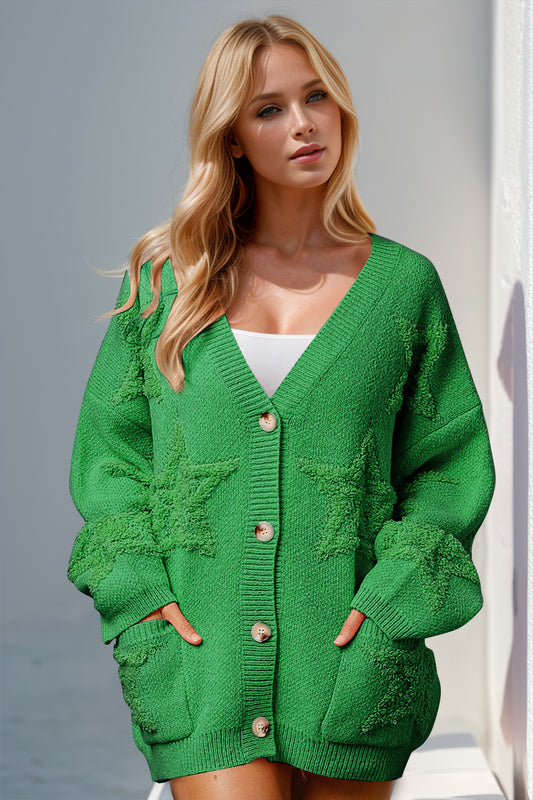 Star Pattern Button Up Cardigan