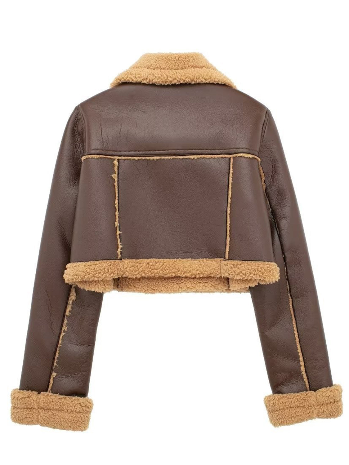 Collared Plush Cropped Jacket