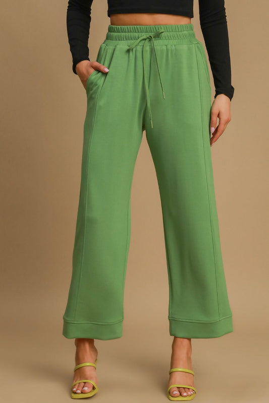 Drawstring Wide Leg Pants w/ Pockets