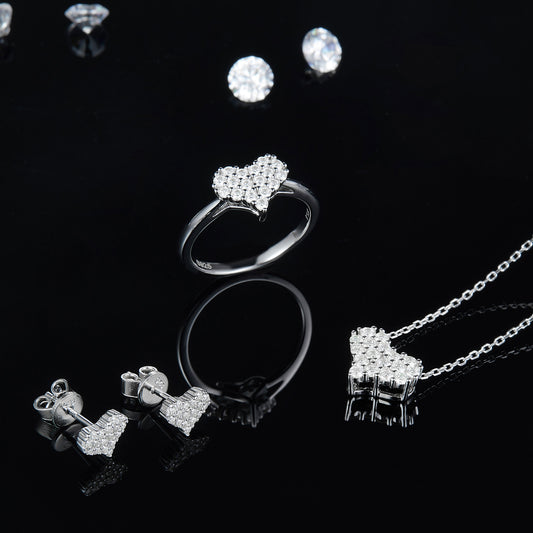 Moissanite Sterling Silver Heart Ring
