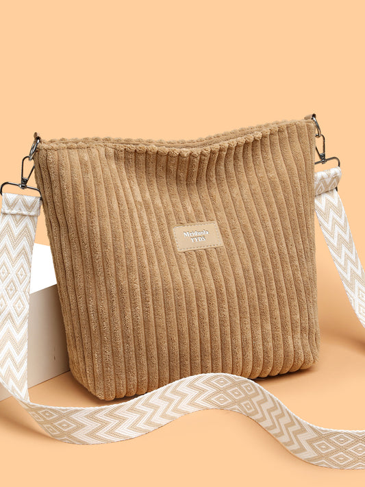 Corduroy Crossbody Removable Strap Bag