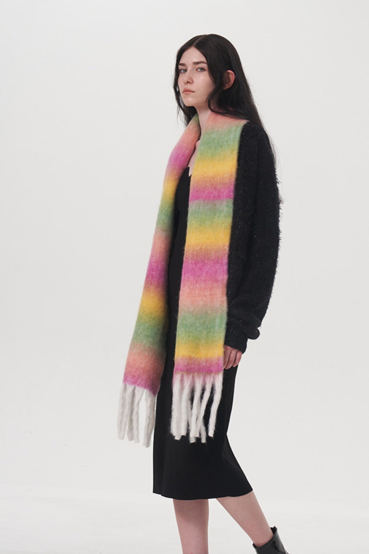 Fringe Plaid Polyester Scarf - Style