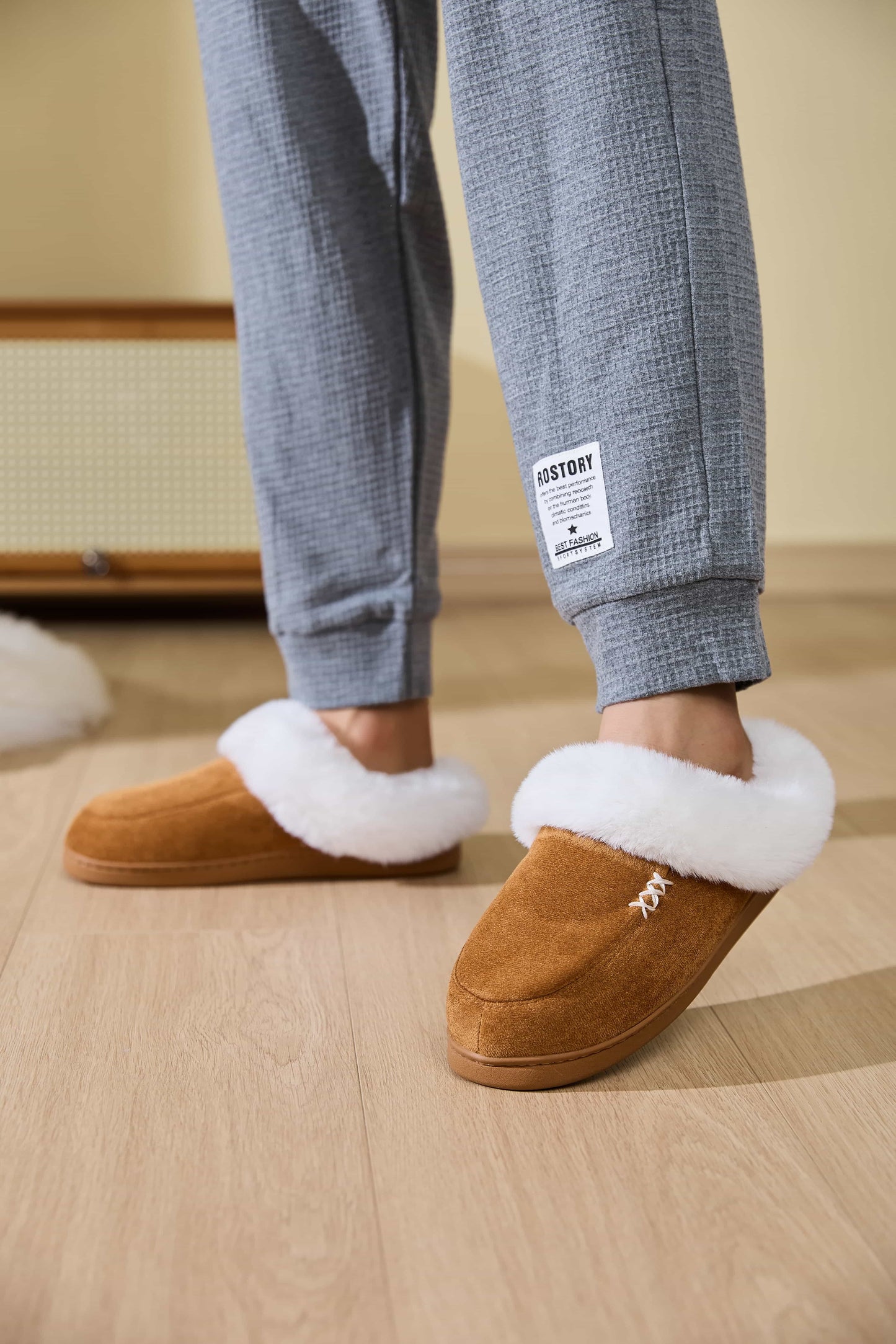 Fluff Trim House Slippers - Cozy