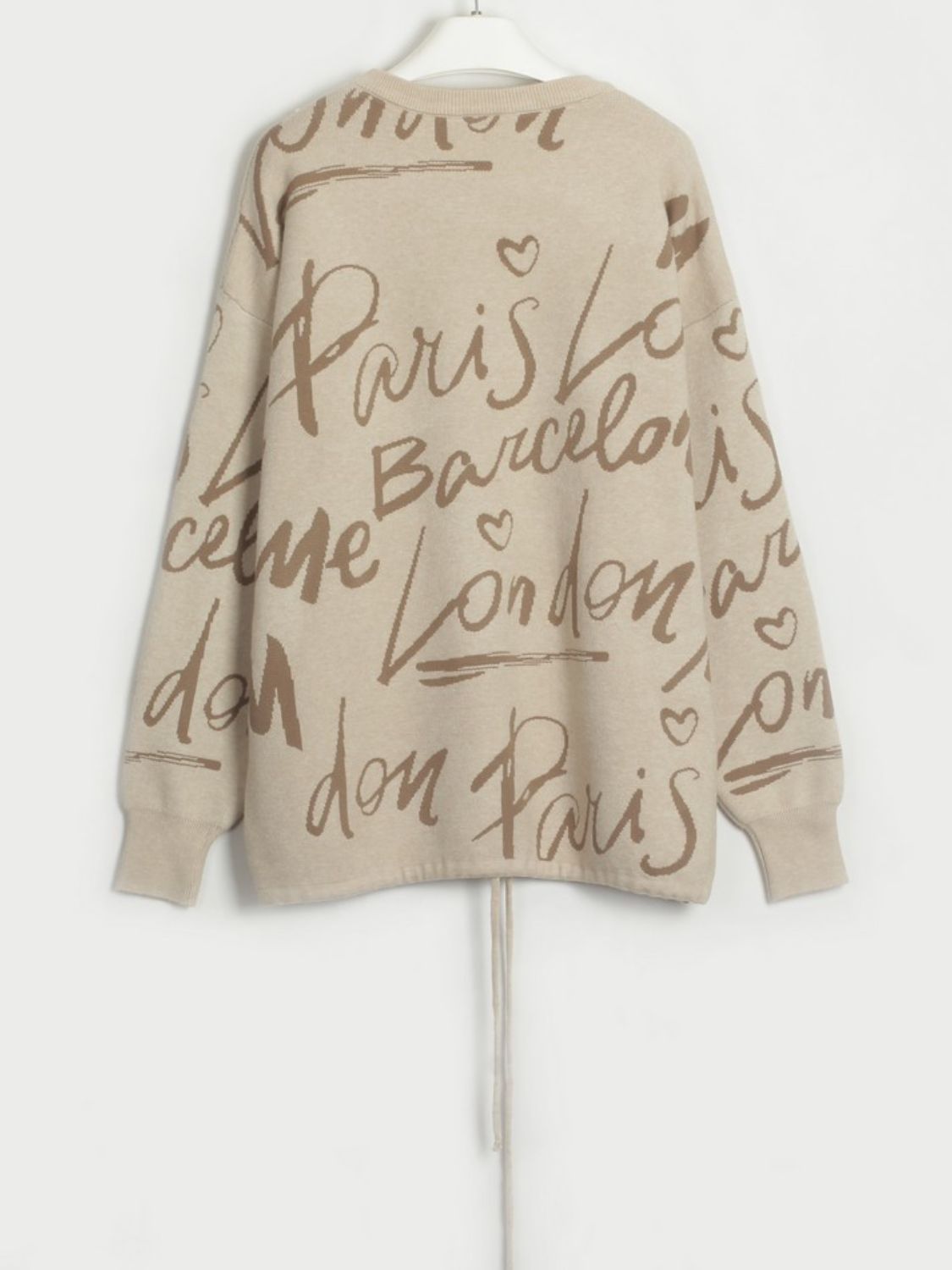 Drawstring Letter Pattern Sweater Drop