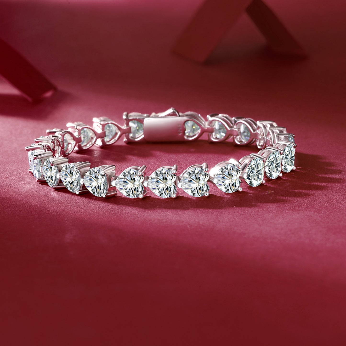 24ct Moissanite Heart Bracelet Sterling