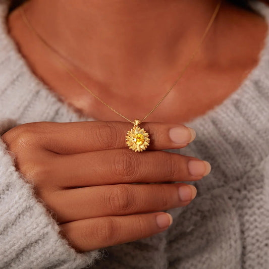 Sunflower 18K Gold Pendant Necklace