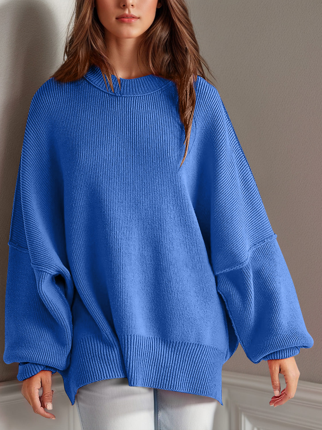 Double Take Side Slit Long Sleeve Top