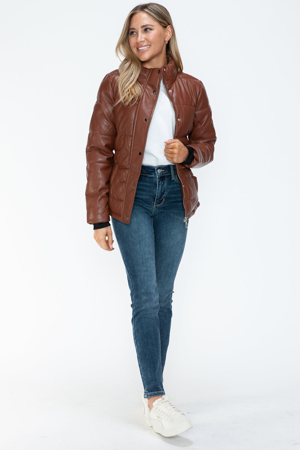 Pocketed Zip Up Turtleneck Puffer