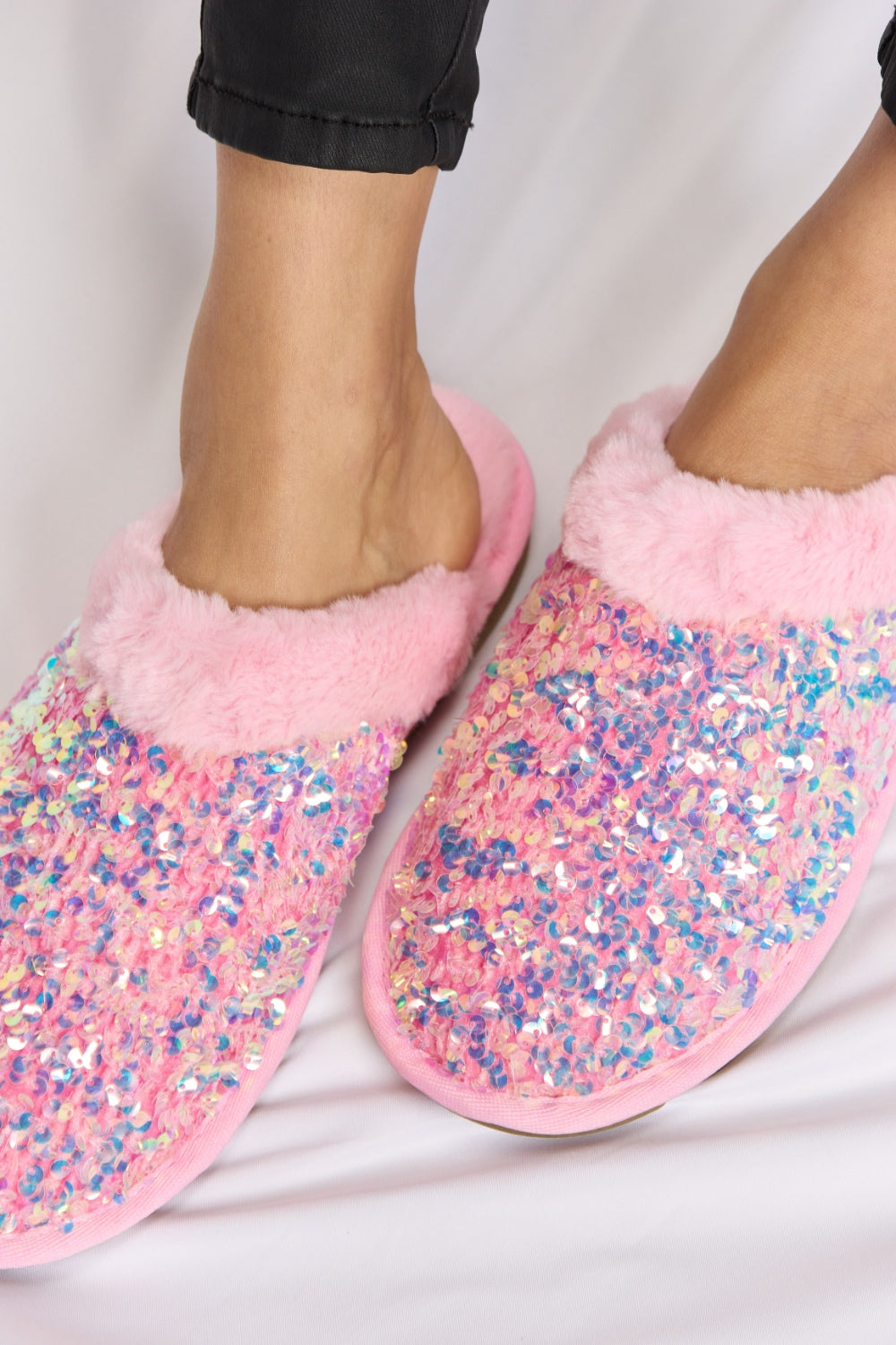 Sequin Plush House Slippers - Glam