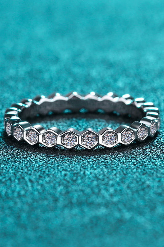 Moissanite Sterling Silver Eternity Ring