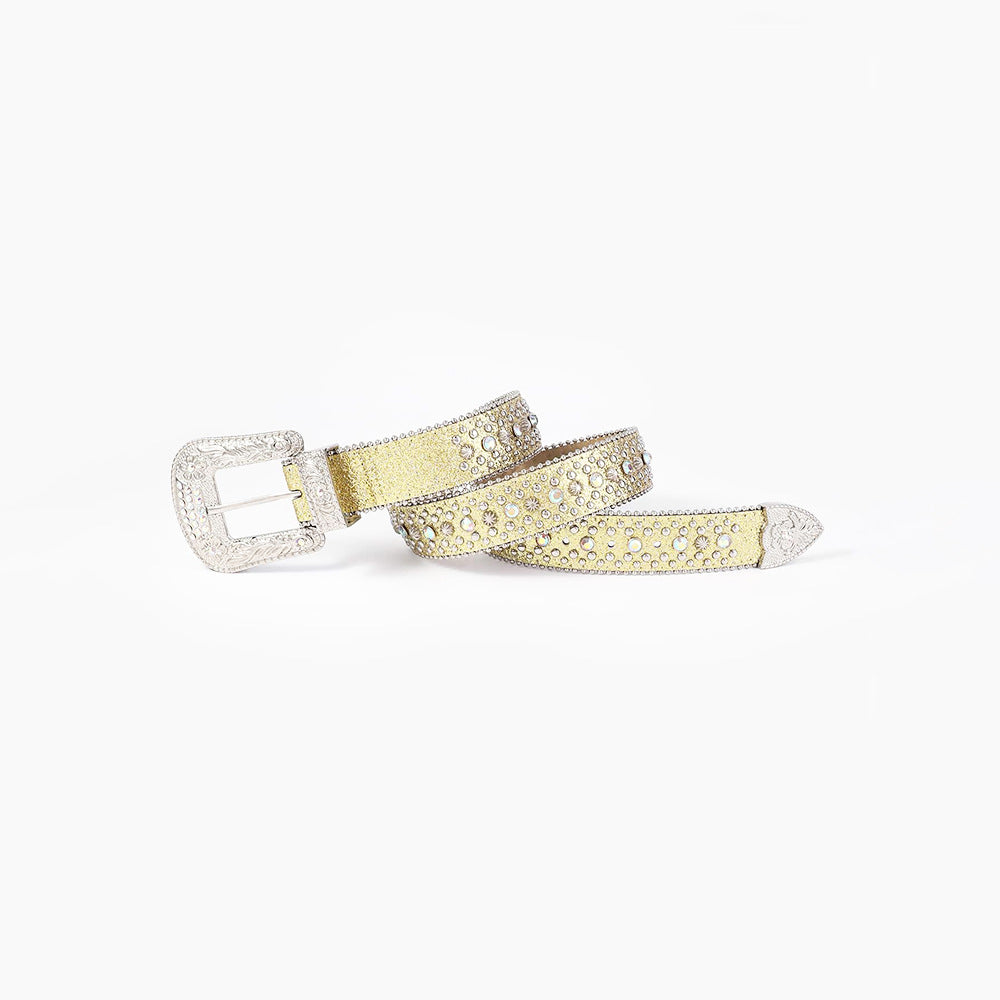 Rhinestone PU Leather Belt Stylish