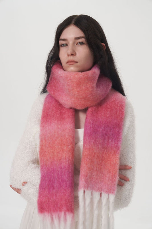 Fringe Plaid Polyester Scarf - Style