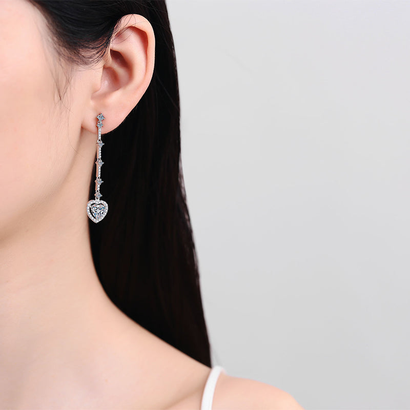 2ct Moissanite Heart Earrings Sterling