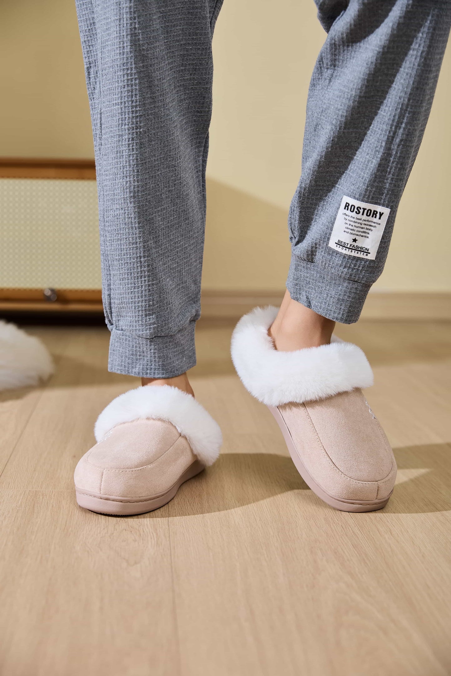 Fluff Trim House Slippers - Cozy