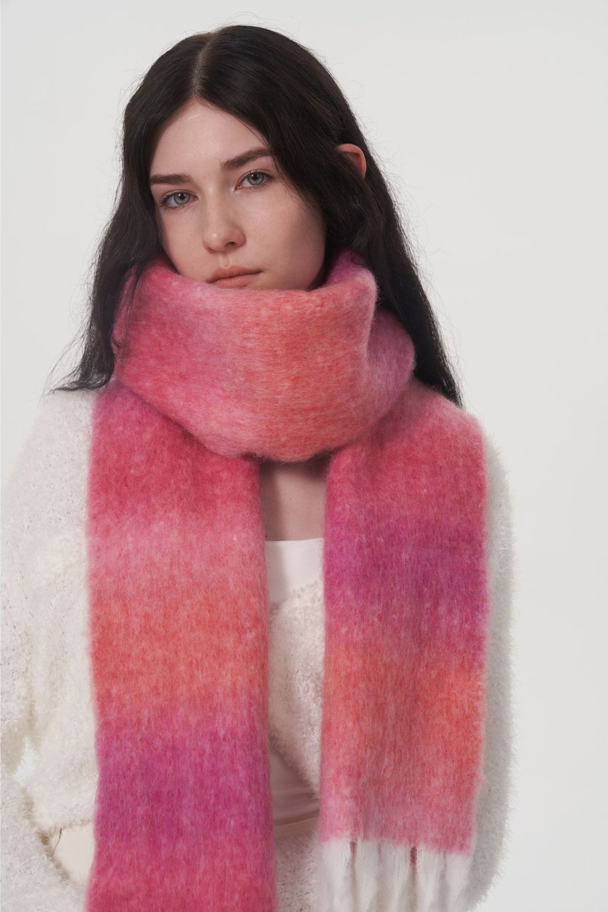 Fringe Plaid Polyester Scarf - Style