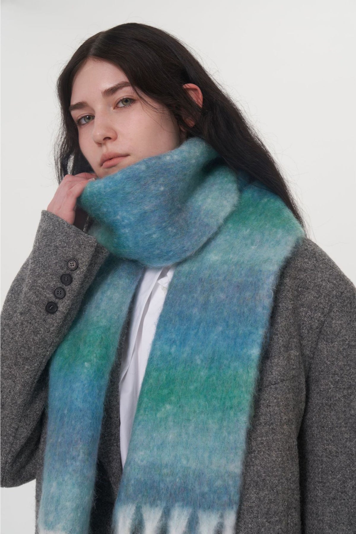 Fringe Plaid Polyester Scarf - Style