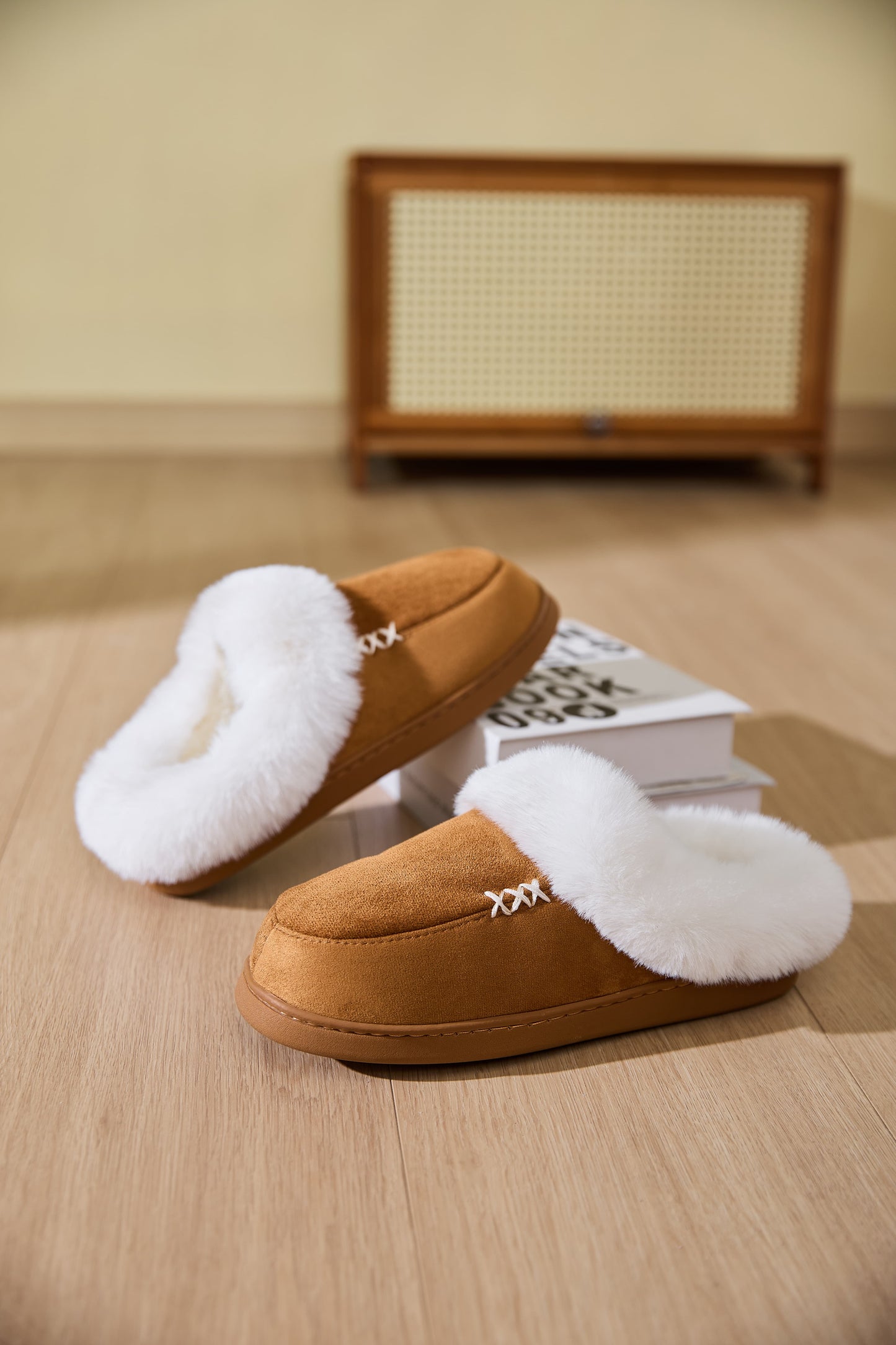 Fluff Trim House Slippers - Cozy