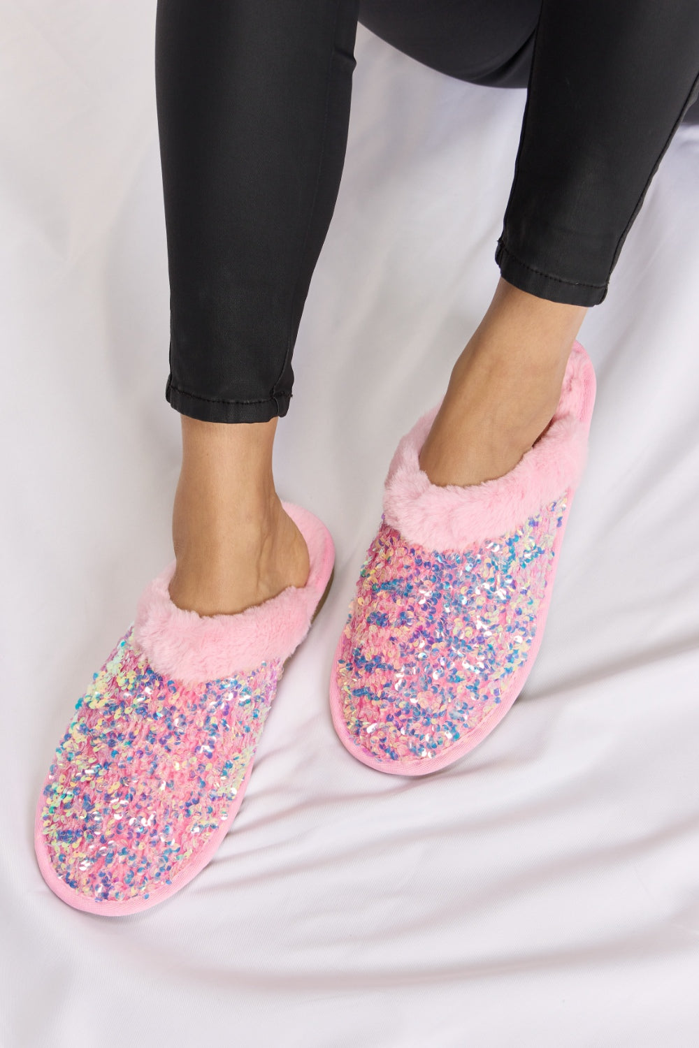 Sequin Plush House Slippers - Glam