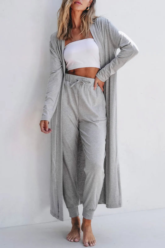 Open Front Long Sleeve Cardigan Set