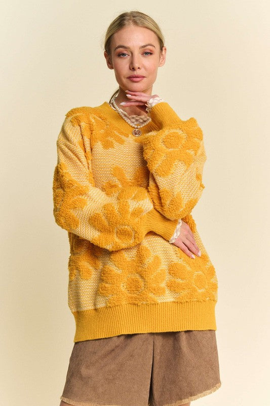 Flower Texture Sweater - Feminine