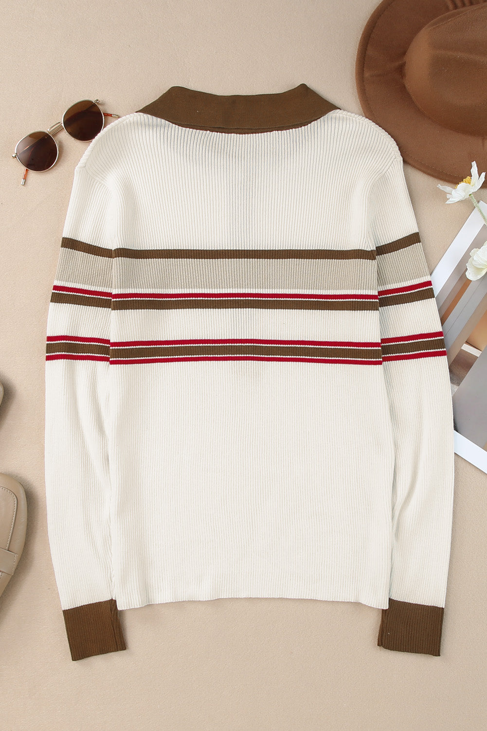Contrast Stripe Knit Top - Stylish