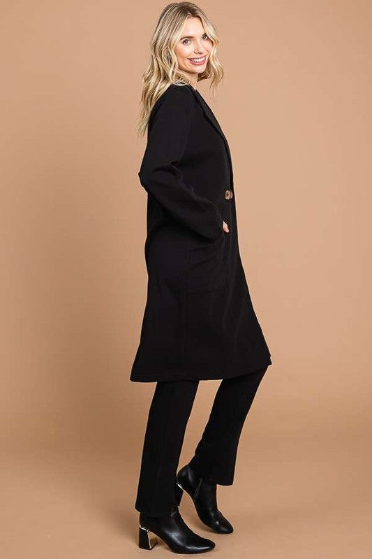 Striped Open Front Coat - Stylish