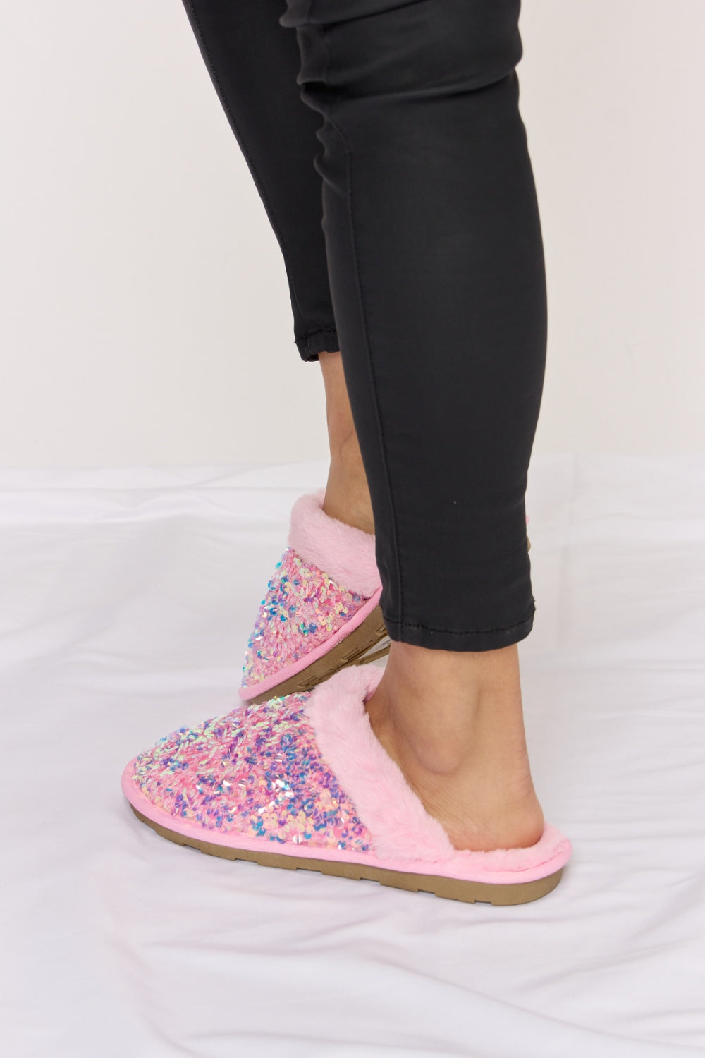Sequin Plush House Slippers - Glam
