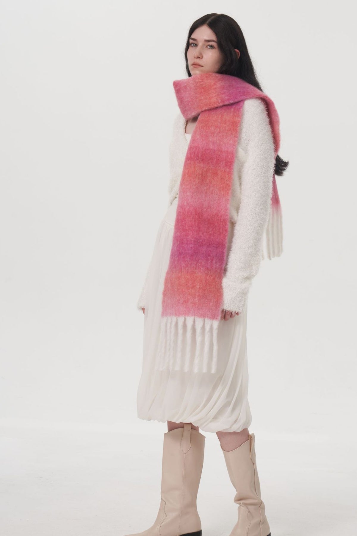 Fringe Plaid Polyester Scarf - Style